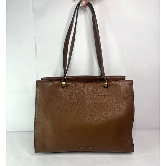 Etienne Aigner Colette Pebble Leather Shoulder Bag Toffee Dual Compartment - Picture 1 of 10